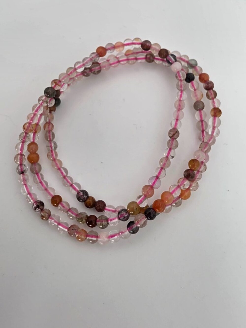 Fire Quartz Triple Wrap Bracelet Ember Thread (20 in, 3.5 mm)
